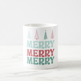 Taza De Café Árboles de Navidad bohemios pastel Merry Merry Mer