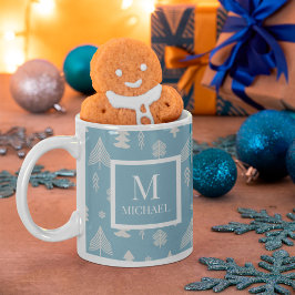 Taza De Café Árboles de Navidad con monograma y nombre