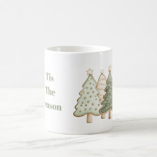 Taza De Café Árboles de Navidad de Crema Verde