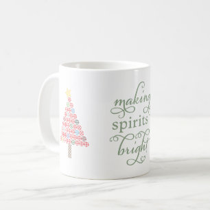 Taza De Café Árboles de Navidad de Gingham que Alegran los Espí