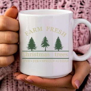 Taza De Café Árboles de Navidad de pino frescos de granja