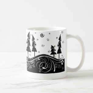 Taza De Café árboles de navidad del b&w