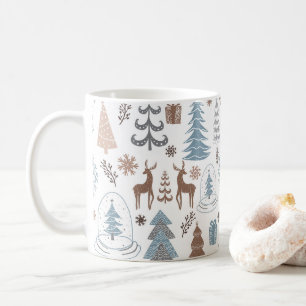 Taza De Café Árboles de Navidad estilizados Wreath Reindeer Sno