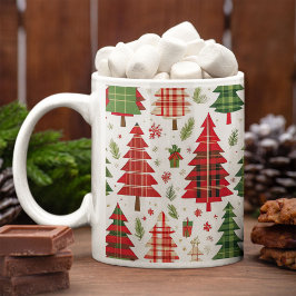 Taza De Café Árboles de Navidad extravagantes en un patrón repl
