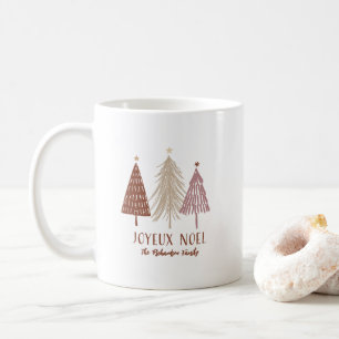 Taza De Café Árboles de Navidad Joyeux Noel Elegante Personaliz
