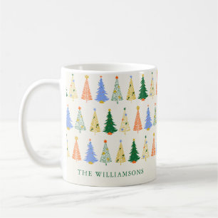 Taza De Café Árboles de Navidad Lindos Personalizados Rojo Verd