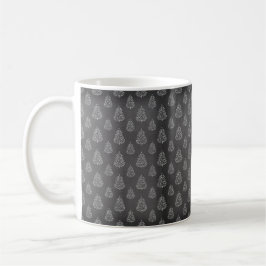 TAZA DE CAFÉ ÁRBOLES DE NAVIDAD NEGROS Y BLANCOS DE FIESTAS