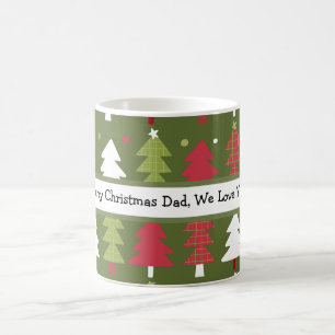 Taza De Café Árboles de Navidad personalizados rojos, blancos y