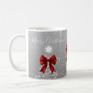 Taza De Café Árboles de Navidad plateados de fiesta elegantes c