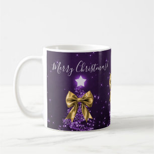 Taza De Café Árboles de Navidad púrpura de vacaciones elegantes