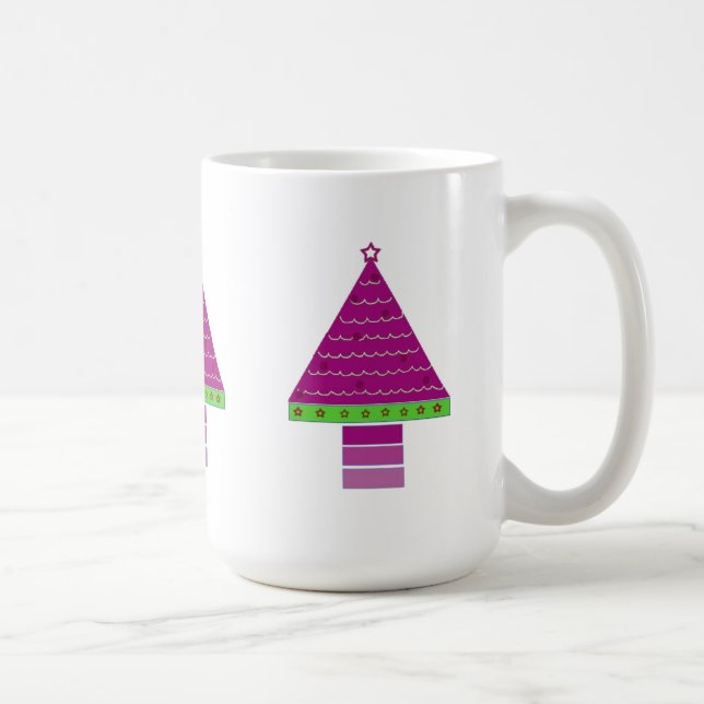 Taza De Café Árboles de Navidad púrpuras y extravagantes (Derecha)