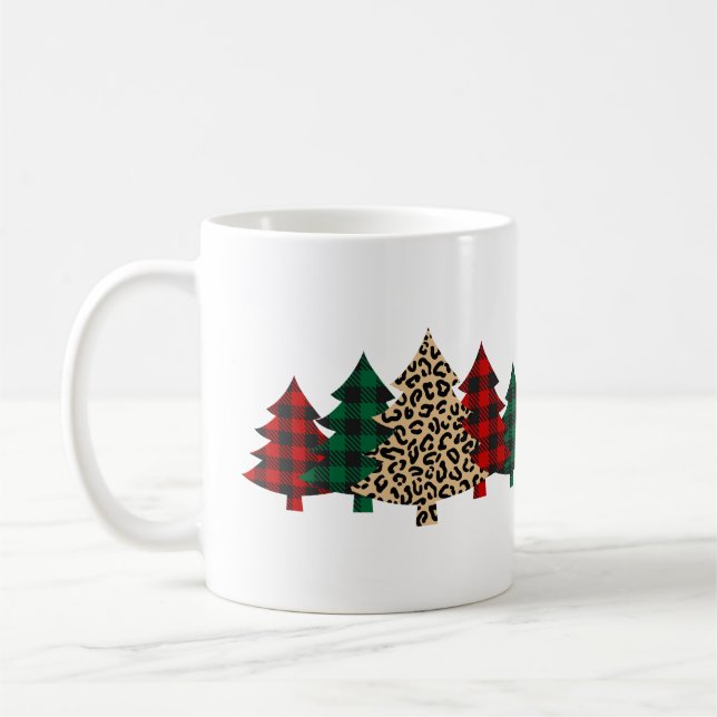 Taza De Café Árboles de Navidad repartidos personalizados (Izquierda)