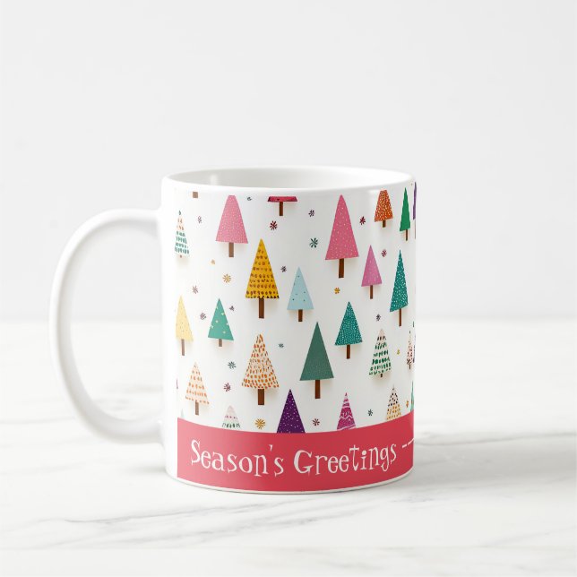 Taza De Café Árboles de Navidad retro lindo (Izquierda)