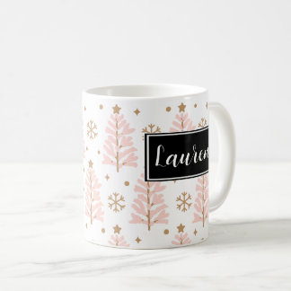 Taza De Café Árboles de Navidad rosados Mug Personalizado