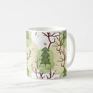 Taza De Café Árboles de Navidad texturados y árboles secos.