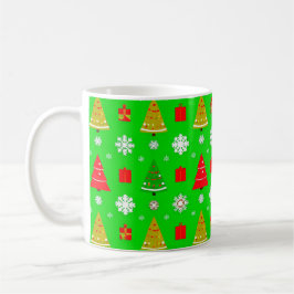 Taza De Café Árboles de Navidad y copos de nieve