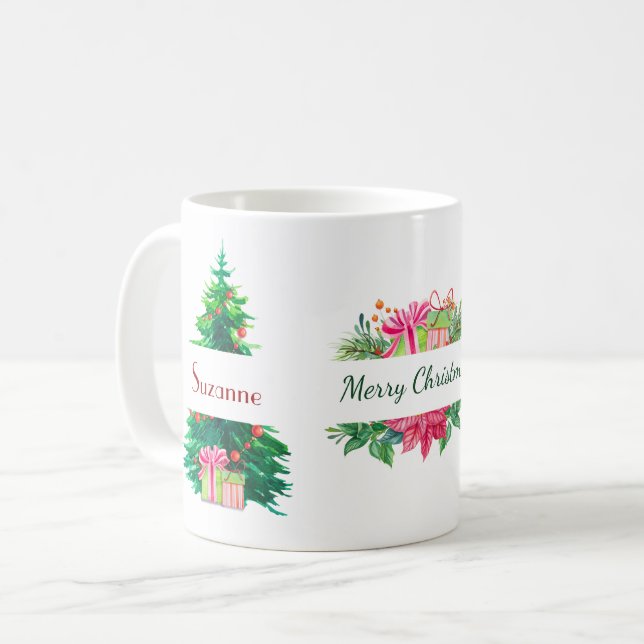 Taza De Café Árboles de Navidad y viaje de vacaciones (Anverso izquierdo)