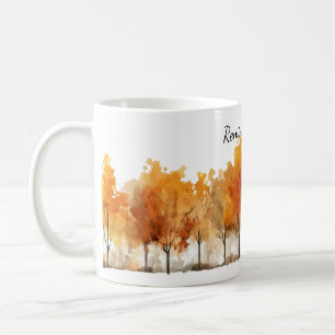 Taza De Café Árboles de otoño en aquarela personalizados en fil