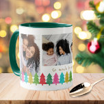 Taza De Café Árboles de papel coloridos 3 Navidades de fotograf<br><div class="desc">Esta divertida y colorida taza de Navidad cuenta con 3 plantillas de fotos y una línea de árboles de papel tisular superpuestos en rojo, verde, cal, azul acuático, amarillo dorado y rosa magenta. Los árboles le dan un toque de diseño y desunión, creando una atractiva jarra que hace un gran...</div>