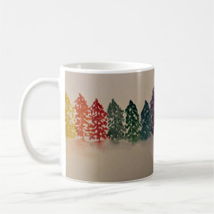 Taza De Café Árboles de pino arcoiris