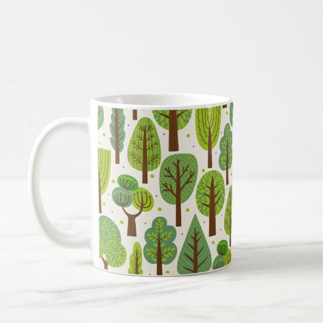 Taza De Café Árboles de verano: patrón verde sin foco (Izquierda)