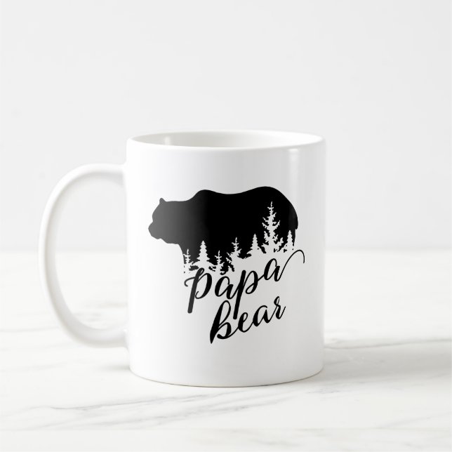 Taza De Café Árboles del Papa negro rústico y oso verde (Izquierda)
