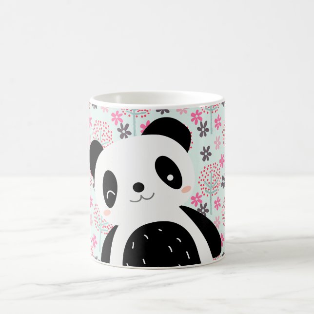 Taza De Café Árboles, flores, y osos de panda (Centro)