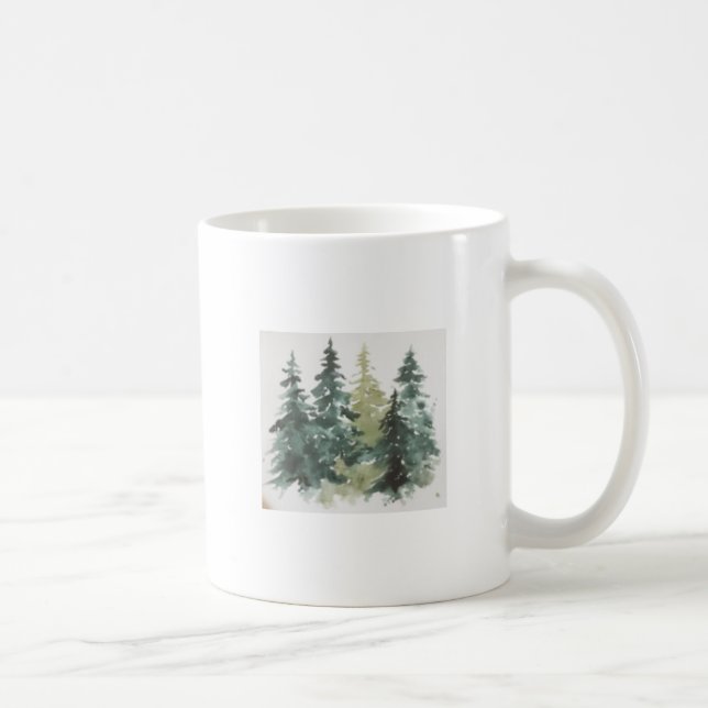 Taza De Café Árboles navideños acuarelas (Derecha)