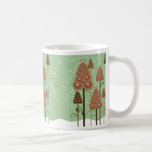 Taza De Café Árboles navideños brillantes Nieve Invierno Maravi