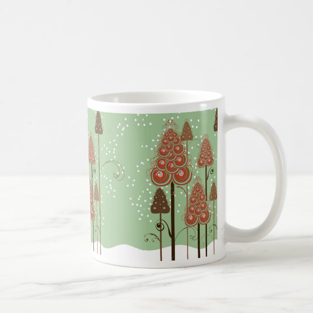 Taza De Café Árboles navideños brillantes Nieve Invierno Maravi (Derecha)
