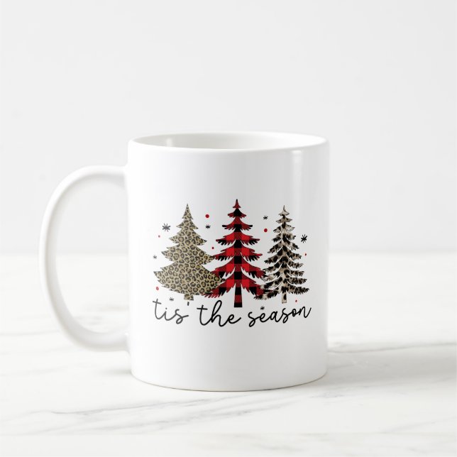 Taza De Café Árboles navideños de leopardo de la selva (Izquierda)