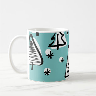 Taza De Café Árboles navideños escandinavos: gráficos antiguos.