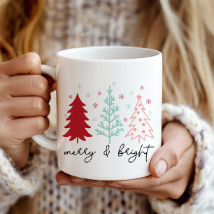 Taza De Café Árboles navideños rosas y de menta "mora y brillan