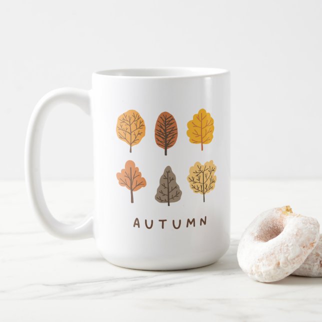 Taza De Café Árboles otoñales minimalistas (Con donut)