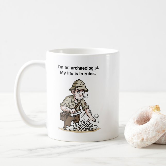 Taza De Café Archaeologist Explorer Spirit – Ancient Discovery  (Con donut)