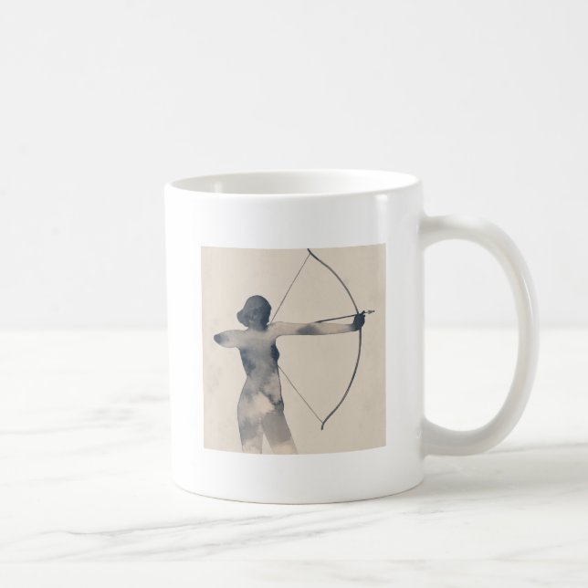 Taza De Café Archeress Watercolor Silhouette (Derecha)