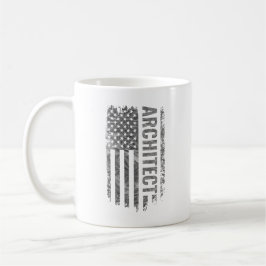 Taza De Café Architect USA Flag Distressed design