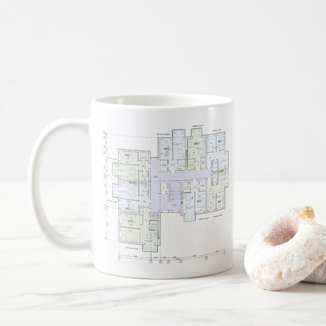 Taza De Café Architectural Blueprint  (Con donut)