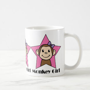 Taza De Café Arco de la estrella del rosa del chica del mono de