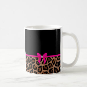 Taza De Café Arco de moda del leopardo de las rosas fuertes y