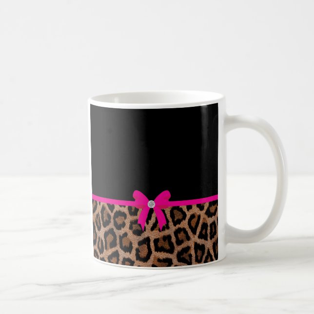 Taza De Café Arco de moda del leopardo de las rosas fuertes y (Derecha)