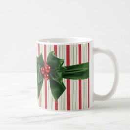 Taza De Café Arco del navidad con el fondo rayado