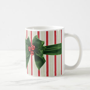 Taza De Café Arco del navidad con el fondo rayado