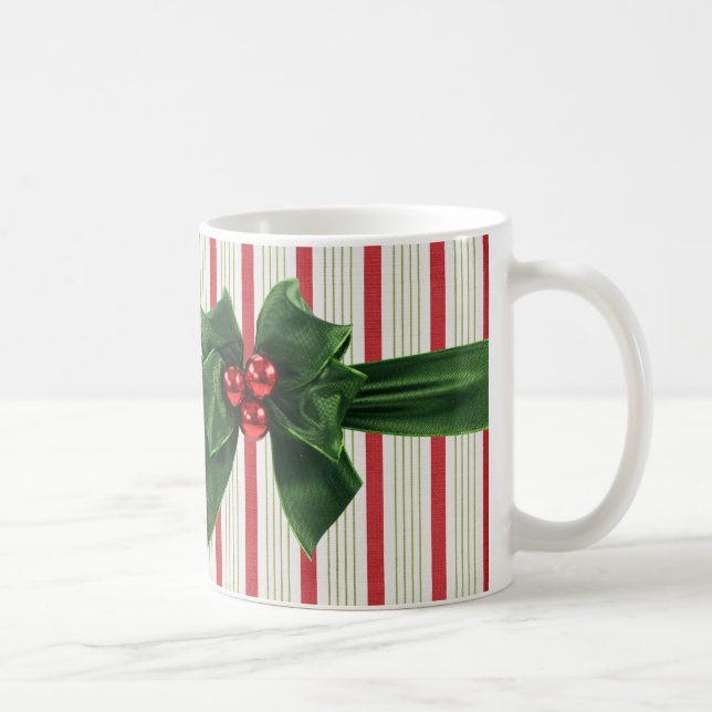 Taza De Café Arco del navidad con el fondo rayado (Derecha)