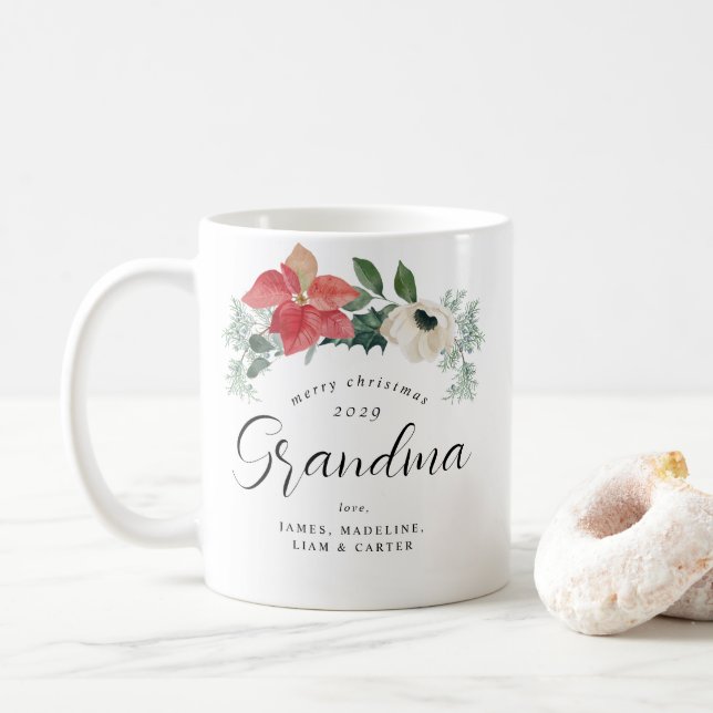 Taza De Café Arco floral Feliz Navidad Abuela (Con donut)