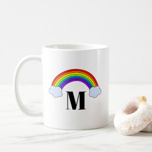 Taza De Café Arco iris con inicial del monograma
