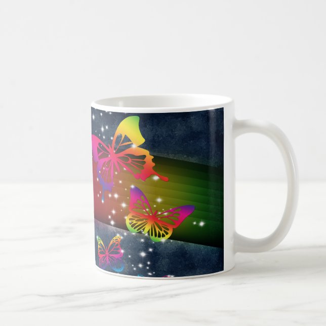 Taza De Café Arco iris de las mariposas n (Derecha)