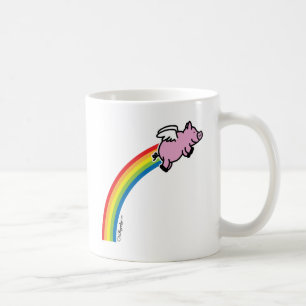 Taza De Café Arco iris del cerdo del vuelo