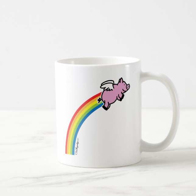 Taza De Café Arco iris del cerdo del vuelo (Derecha)