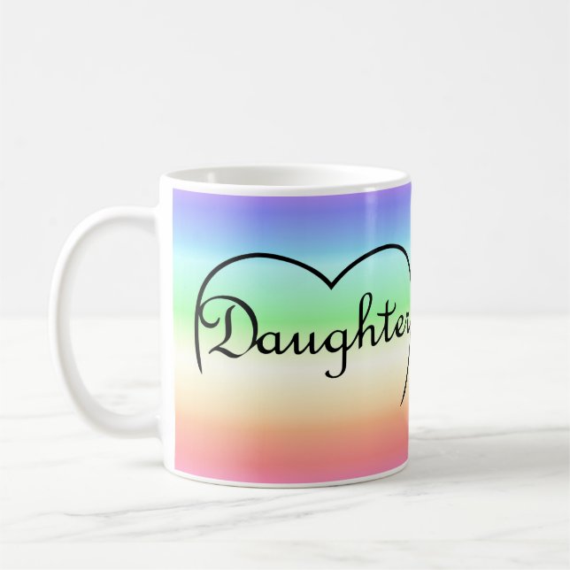 Taza De Café arco iris del corazón de la hija (Izquierda)